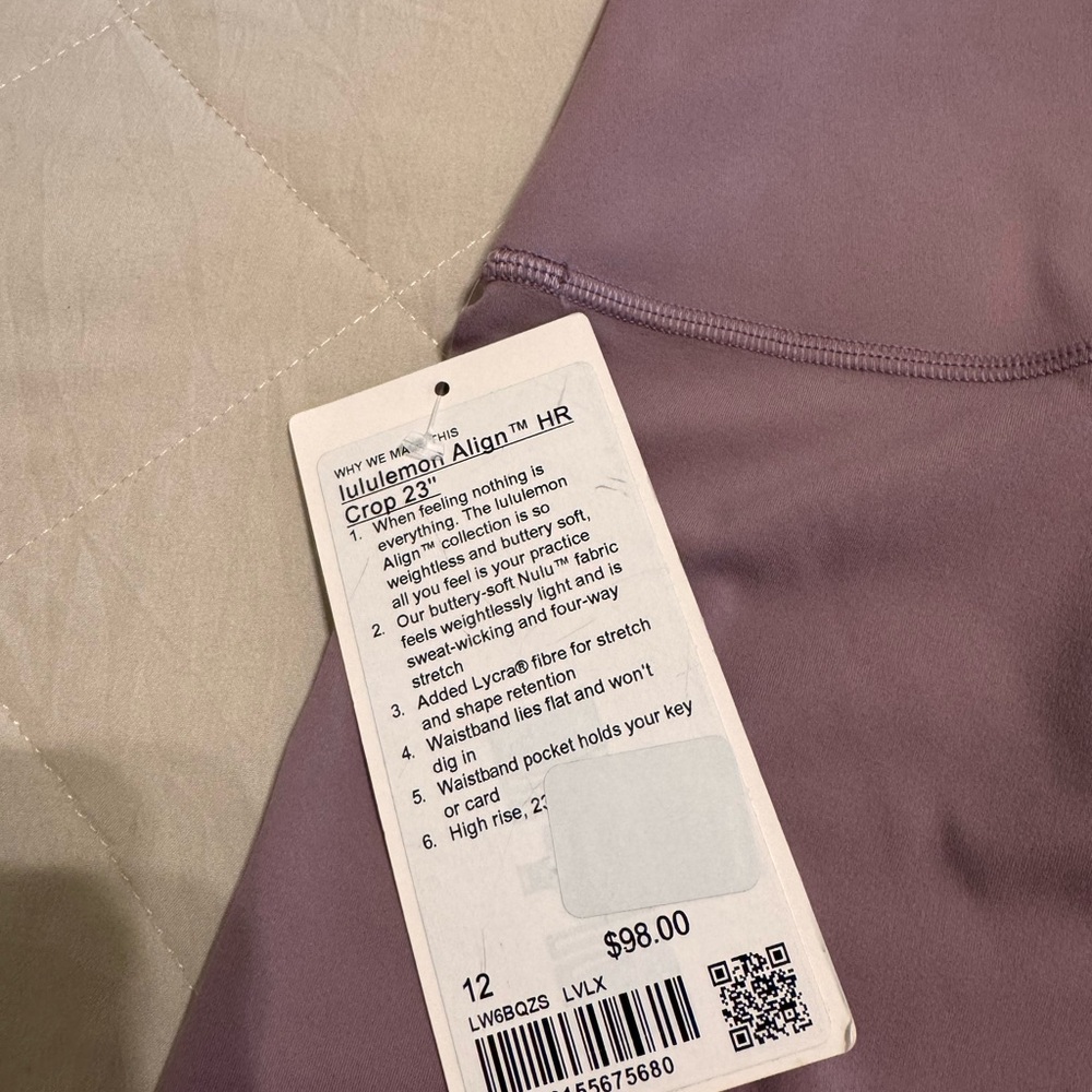 Lululemon Align HR Crop 23" in Light Purple